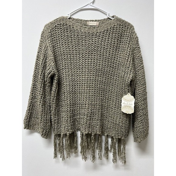 Altar'd State Sweaters - Altar’d State NWT $70 Women’s Loose Knit Fringe Sweater Olive Green Size XS